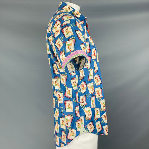 ROBERT GRAHAM Size L Blue Multi Color Hawaiian Cotton Short Sleeve Shirt