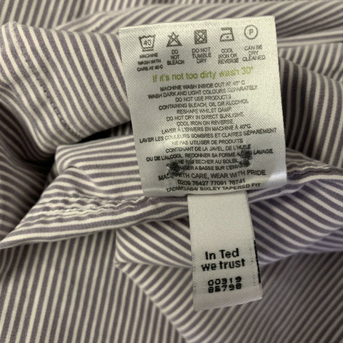 TED BAKER Size M White Purple Stripe Cotton Pointed Collar Long Sleeve Shirt