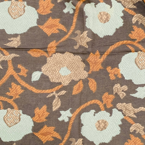 GIORGIO ARMANI Brown Turquoise Abstract Floral Silk Scarf Shawl