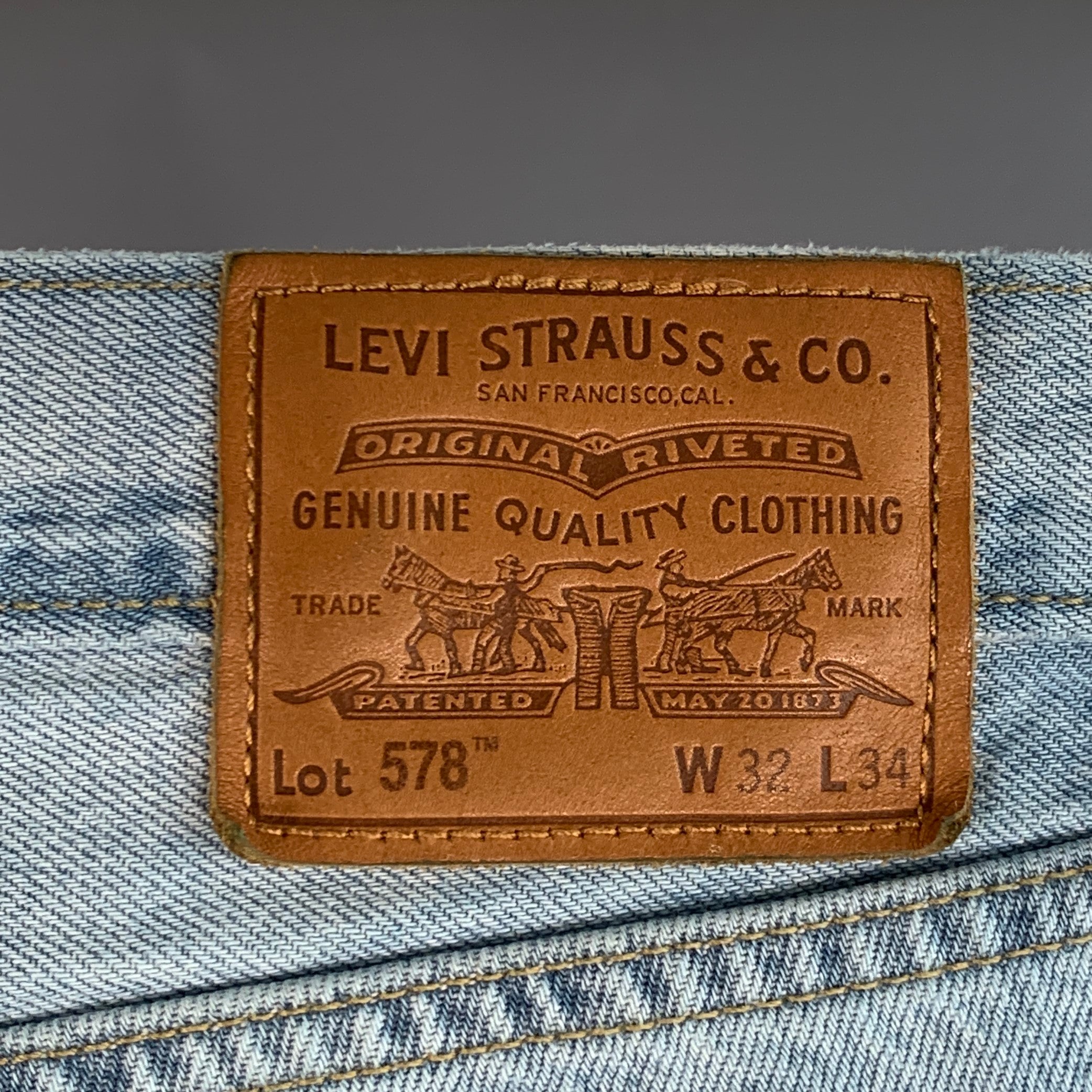 LEVI STRAUSS Size 32 Blue Cotton Wide Leg Distressed Raw Edge