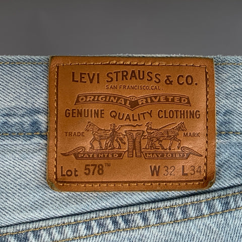 LEVI STRAUSS Size 32 Blue Cotton Wide Leg Distressed Raw Edge Jeans