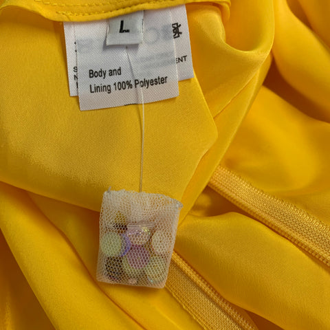 ASHISH Size L Yellow Lavender Floral Organza Ostrich Cocktail Dress