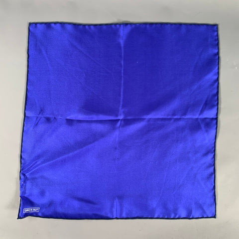 TOM FORD Blue Black Logo Silk Pocket Square