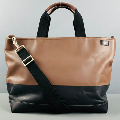 JACK SPADE Brown Black Two Tone Leather Tote Bags