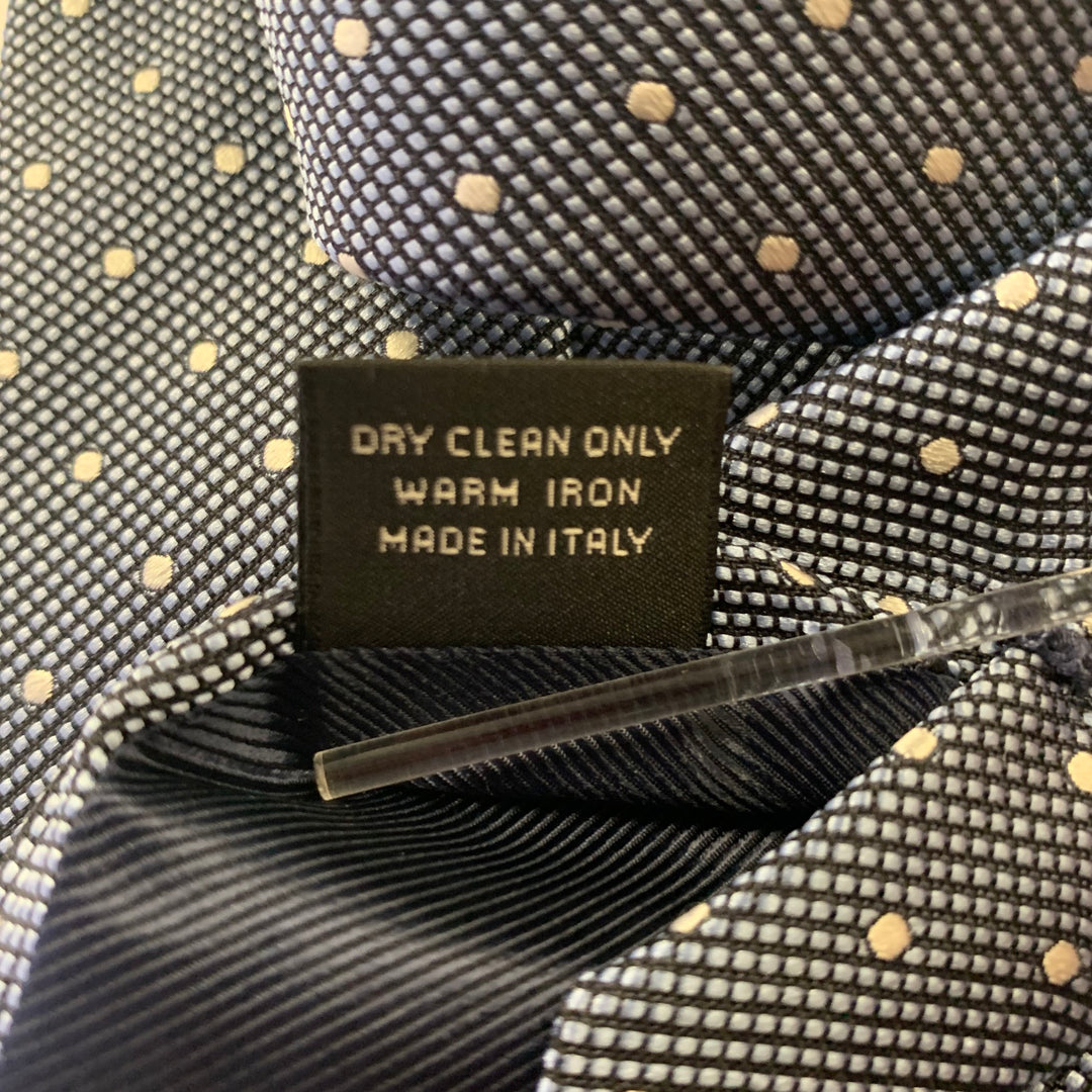 ERMENEGILDO ZEGNA Blue Silver Dots Silk Tie