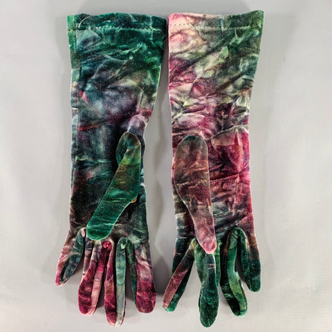 SHANEEN HUXHAM Green Purple Marbled Velvet Gloves