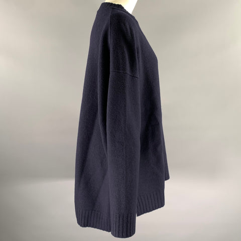 JIL SANDER Size M Navy Wool Crew-Neck Sweater