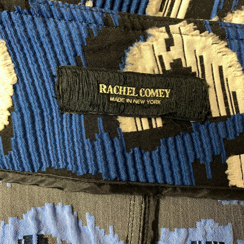 RACHEL COMEY Size 8 Blue Black & White Nylon Blend Geometric Casual Pants