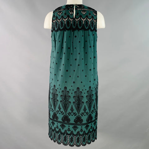 SEA NEW YORK Size 2 Green Black Cotton Lace Sleeveless Shift Dress