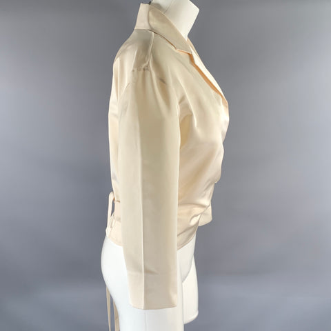 BADGLEY MISCHKA Size 10 Cream Silk Cross Strap Blouse