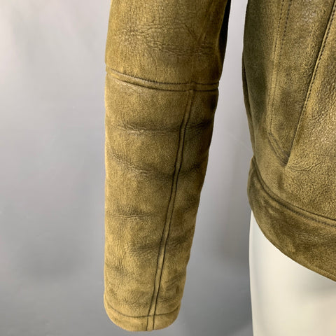TODD SNYDER Size M Olive Green Lambskin Shearling Bomber Jacket
