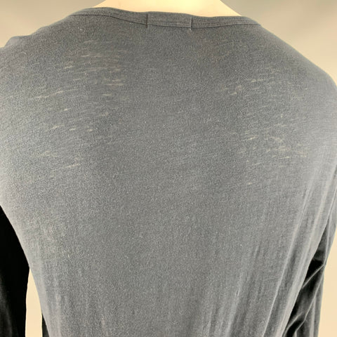 THEORY Size XL Navy Cotton Henley Pullover