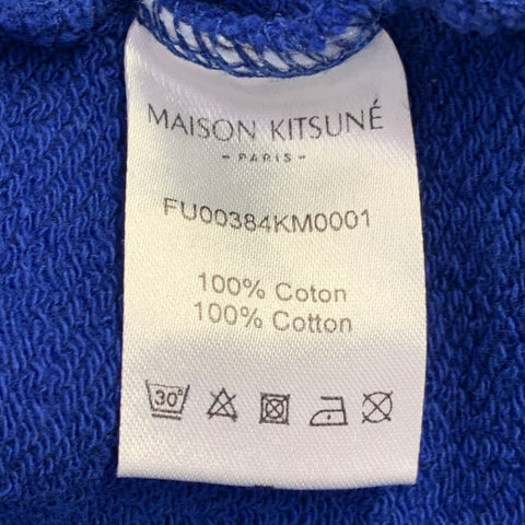 MAISON KITSUNE Size XS Blue Orange Logo Cotton Hooded Sweatshirt