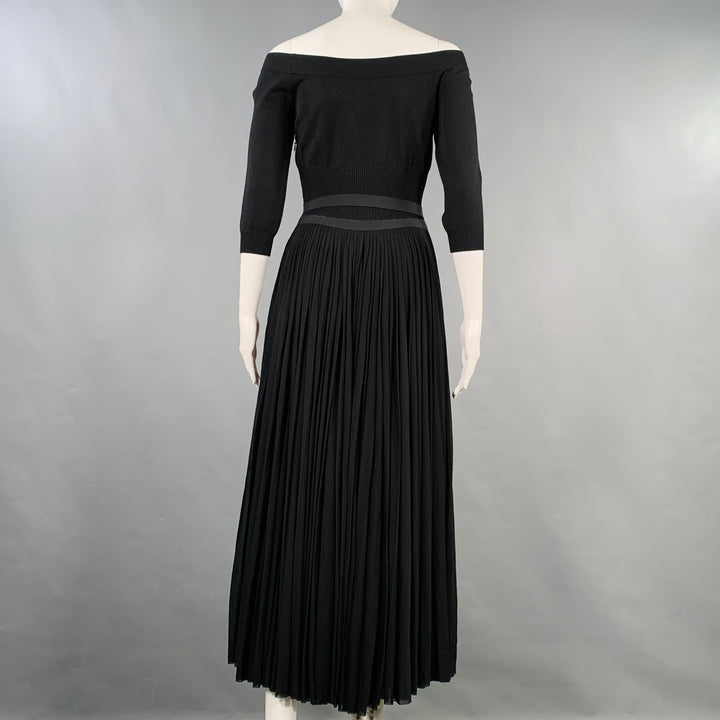 ALEXANDER MCQUEEN Size 8 Black Viscose Pleated 3/4 Sleeves Dress