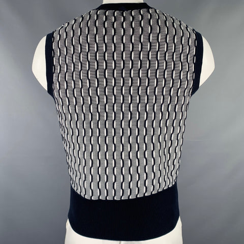 BLACK FLEECE Size L Navy White Stripe Cotton V-Neck Vest