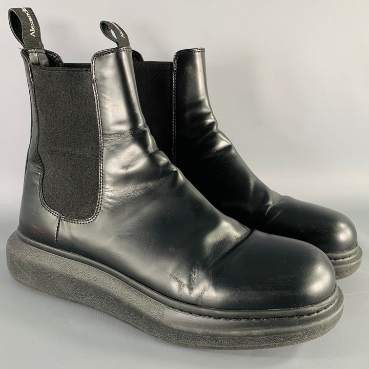 ALEXANDER MCQUEEN Size 9.5 Black Leather Platform Chelsea Boots