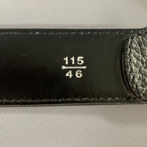 A. TESTONI Size 46 Black Pebble Grain Leather Belt
