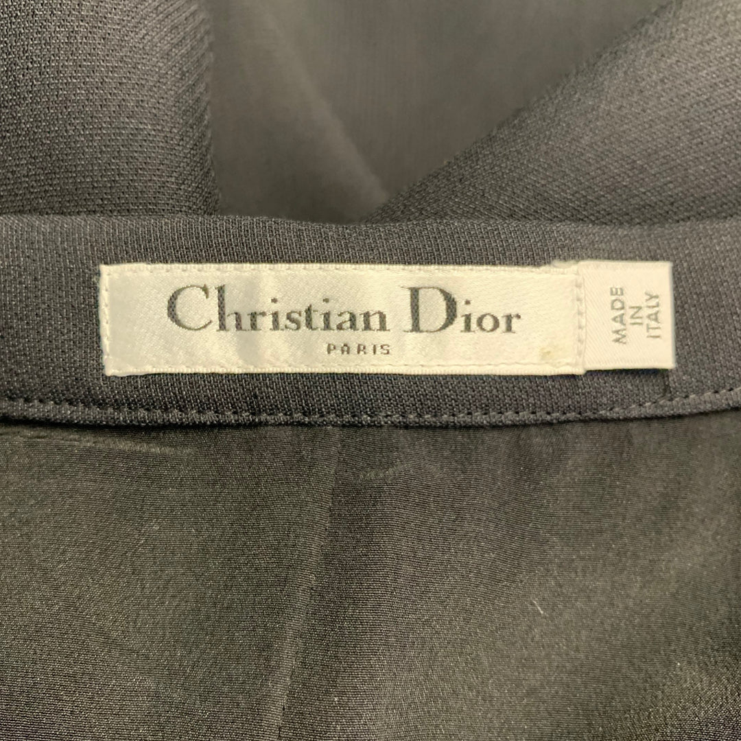 CHRISTIAN DIOR Size XL Black Wool Silk Peak Lapel Midi Skirt Suit