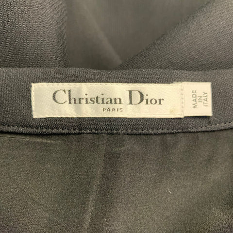 CHRISTIAN DIOR Size XL Black Wool Silk Peak Lapel Midi Skirt Suit
