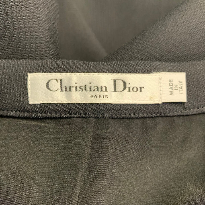 CHRISTIAN DIOR Size XL Black Wool Silk Peak Lapel Midi Skirt Suit