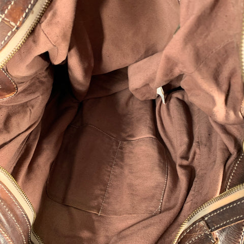 GIORGIO BRATO Brown Woven Leather Tote Handbag