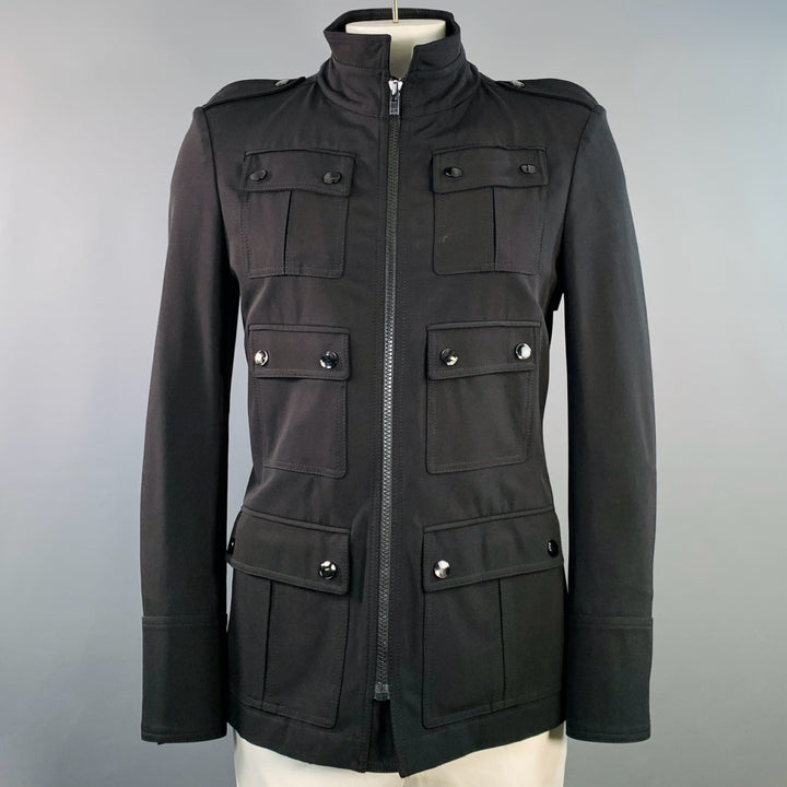 BURBERRY PRORSUM Size L Black Polyamide Blend Patch Pockets Zip Up Jacket