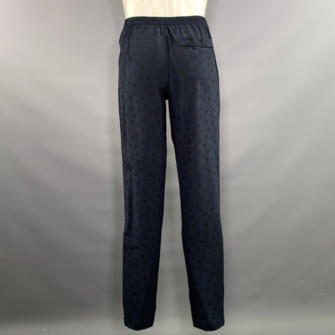 DOLCE & GABBANA Size S Navy Polka Dot Silk Pajama Set