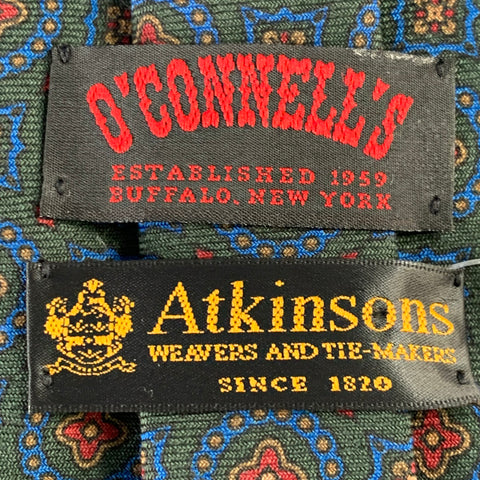O'CONNELL'S Green Red Abstract Floral Wool Tie