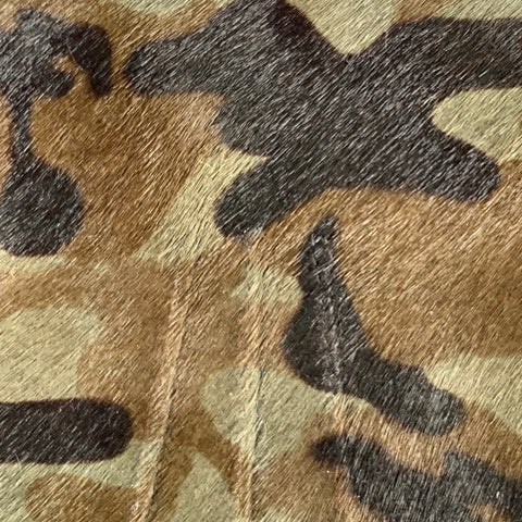 LUCIANO Size 9 Brown Black Camouflage Pony Hair Leather Gloves
