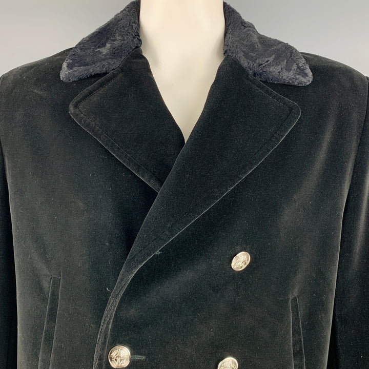 VERSACE JEANS COUTURE Size L Black Velvet Cotton Coat
