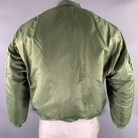FOSTEX Size XL Green Orange Nylon Bomber Jacket