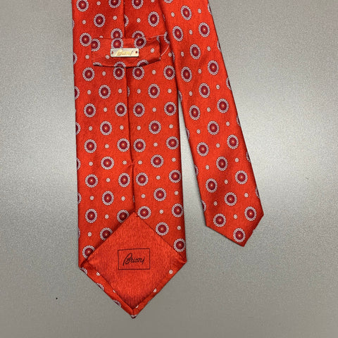 BRIONI Red White Floral Silk Tie