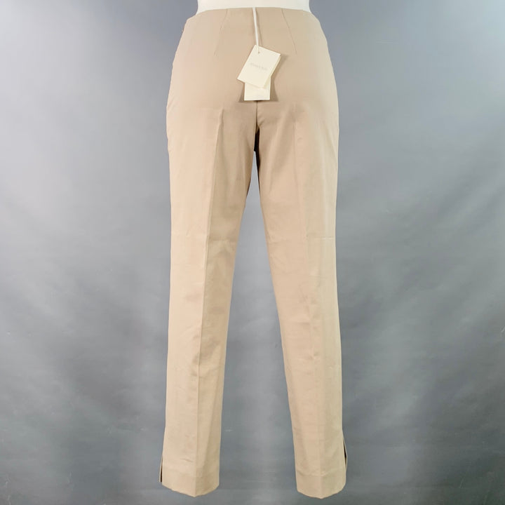 RIVAMONTI Size 2 Khaki Cotton Blend Narrow Leg Dress Pants