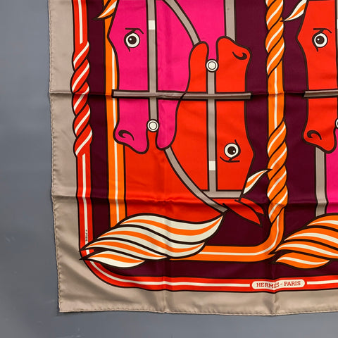 HERMES Multi-Color Print Silk Scarves