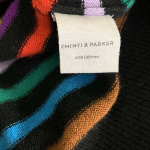 CHINTI AND PARKER Size L Black Multi Color Cashmere Stripe Pullover  Womens