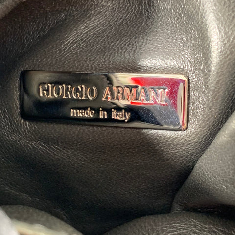 GIORGIO ARMANI Black Pleated Silk Evening Handbag