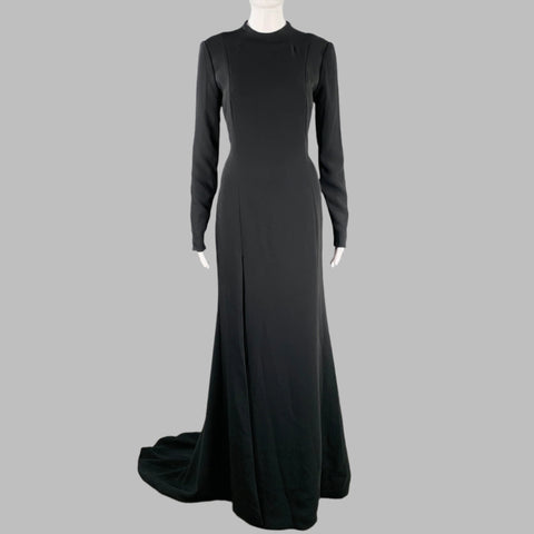 KAMPERETT Size S Arc Black Long Sleeve Keyhole Back Evening Gown