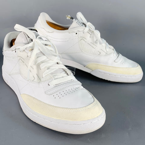REEBOK x MAISON MARGIELA Size 9 White Cream Leather Lace-Up Low Top Sneakers