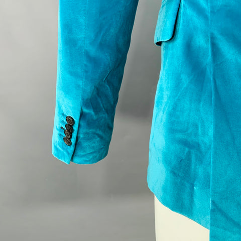 PAUL SMITH Size 38 Regular Blue Aqua Velvet Sport Coat