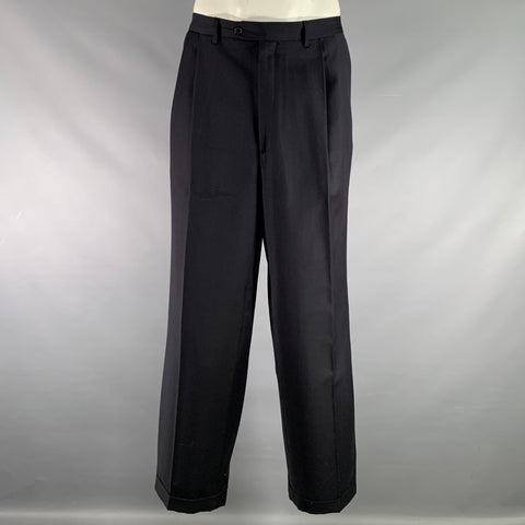 SANTORELLI Size 38 Navy Pleated Dress Pants