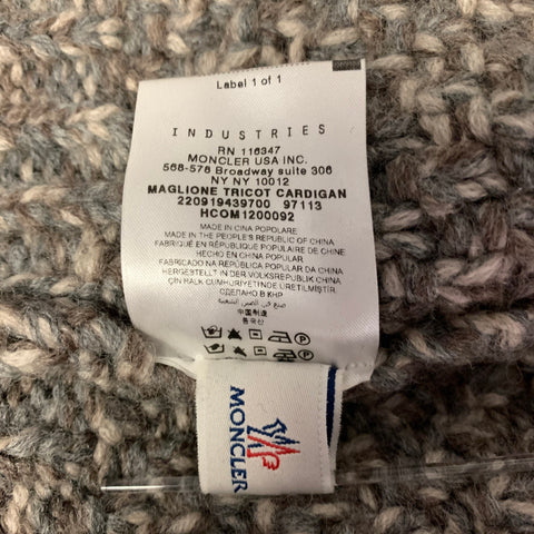 MONCLER Size S Grey Tan Knit Wool Blend Button Up Jacket