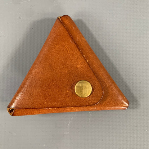 HATO HASI Tan Crackled Leather Coin Purse