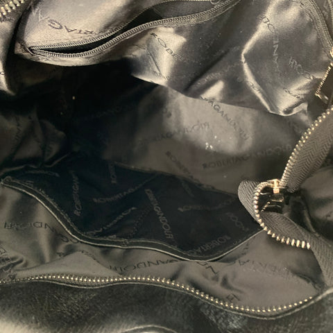 ROBERTA GANDOLFI Large Black Puffy Quilted Nylon Woven Tote Handbag