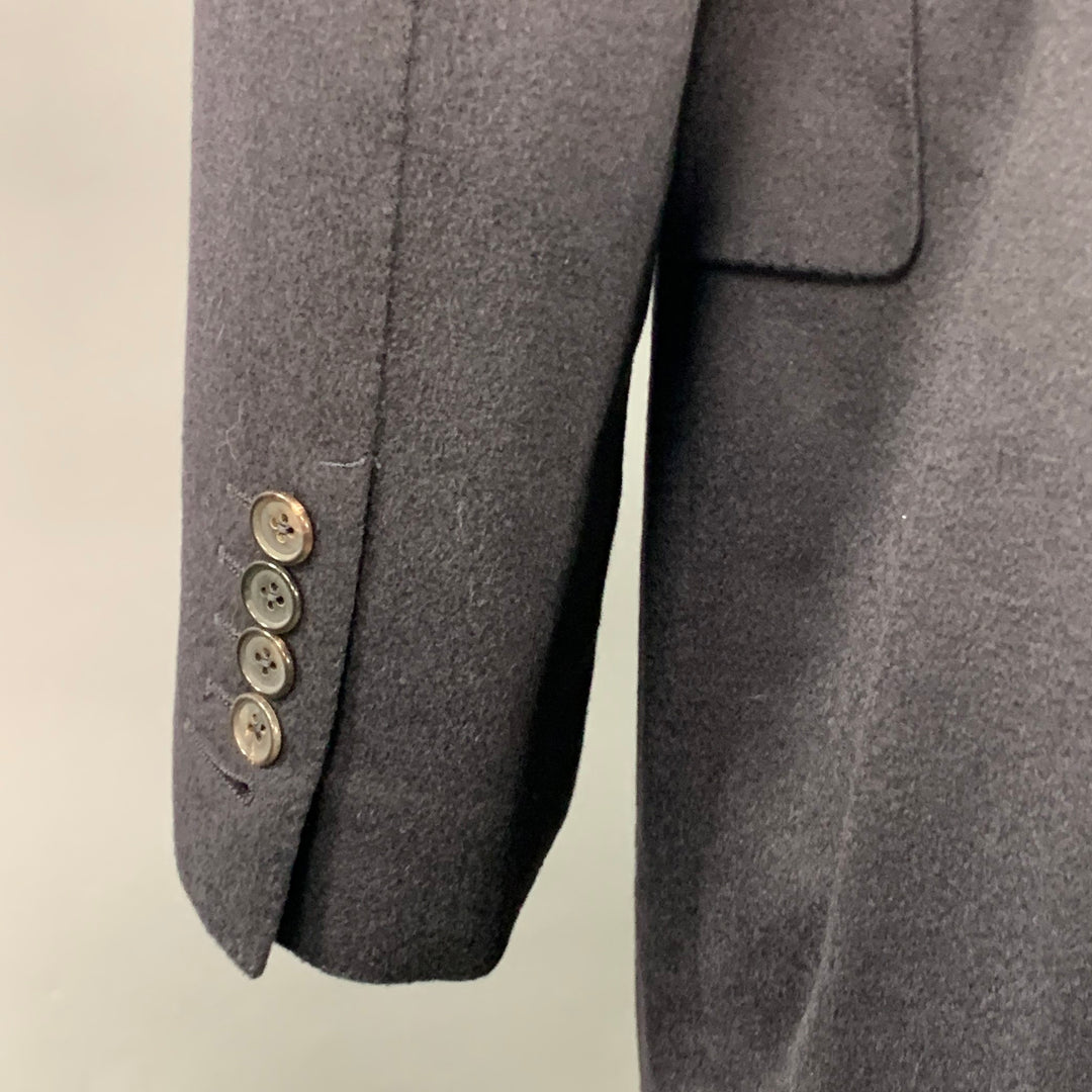 TOM FORD Size 40 Navy Cashmere Double Breasted Peak Lapel Coat