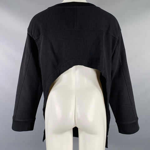 DRIES VAN NOTEN Size S Black Cotton Cut Out Crew Neck Sweatshirt