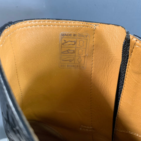 GUCCI Size 9.5 Black Leather 811377 Monogram Round Toe Boots