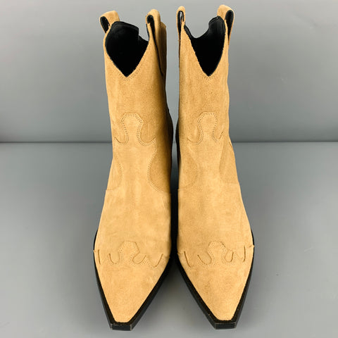 AEYDE Botas occidentales de ante beige talla 10