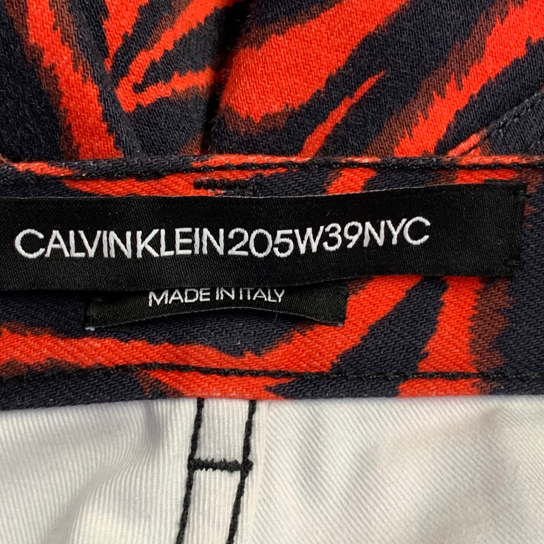 CALVIN KLEIN 205W39NYC Size 30 Red Black Zebra Cotton Blend Casual Pants