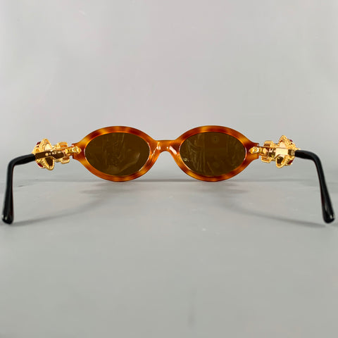 MOSCHINO Gold Green Red Tortoiseshell Jeweled Sunglasses