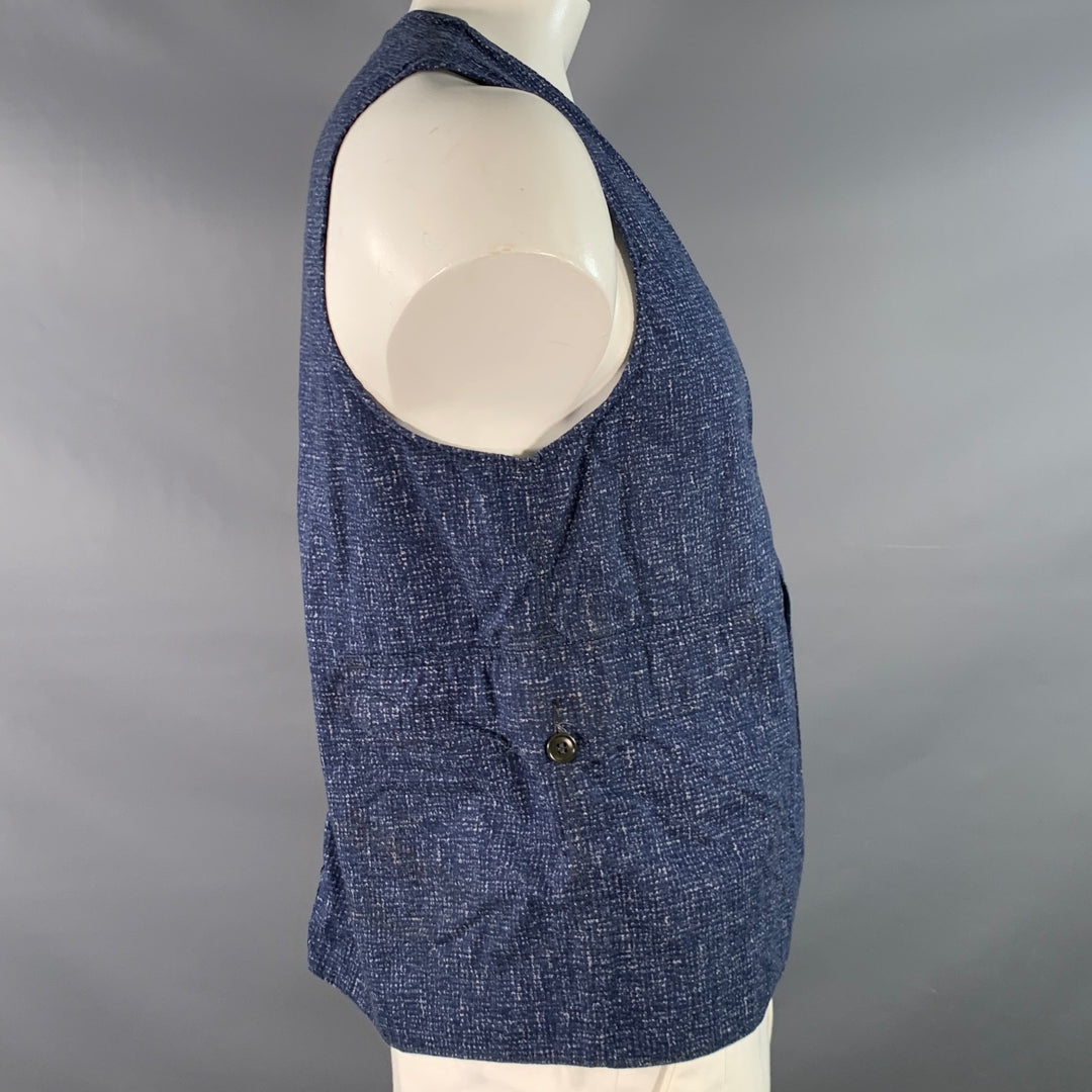 POST O'ALLS Size L Navy Grey Marbled Cotton Utility Vest